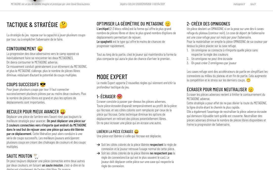 Les nouvelles règles de METAGONE bientôt terminées
